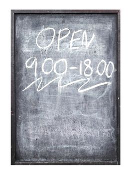 blackboard show open time on white background
