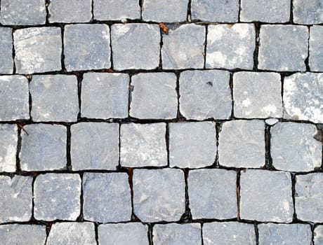 Old cobblestone road. Abstract background. Close up.