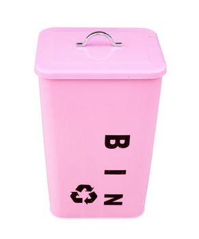 pink bin on white background