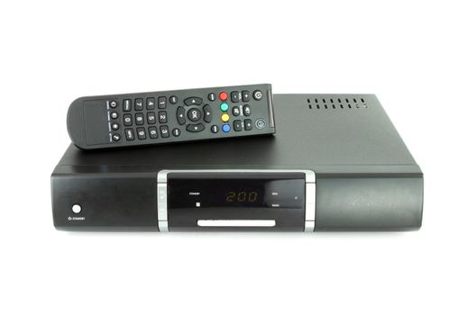 remote and receiver for satellite TV on white