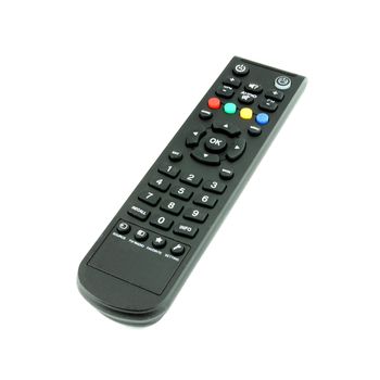 black TV remote control on white background