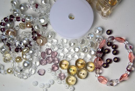 Big mix of beads and crystals for handmade bracelet knitting