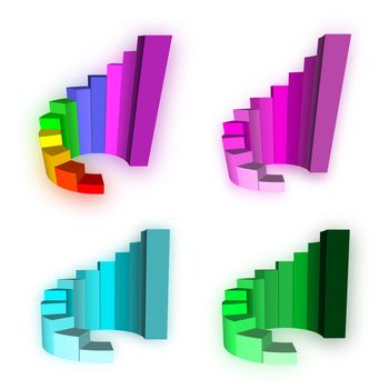 Four 3D Growth bar graph on white