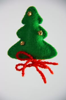 green tree in christmas on white background 