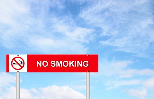 no smoking sign with blue sky blank for text