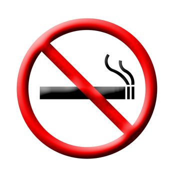 3D no smoking sign on white background
