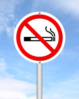 no smoking sign with blue sky background
