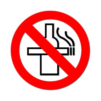 no smoking and no alcohol sign on white background