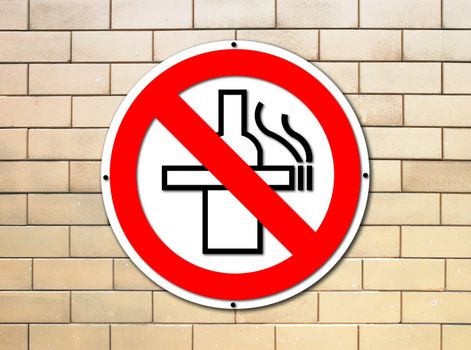 no smoking and no alcohol sign on brick wall background