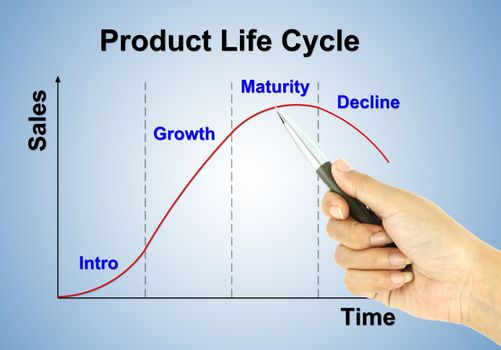 a pen pointer product life cycle chart (marketing concept)