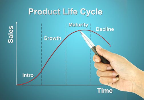 a pen pointer product life cycle chart (marketing concept)