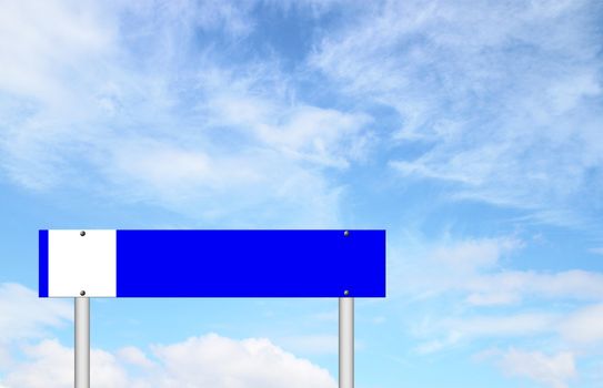 blue sign with blue sky background