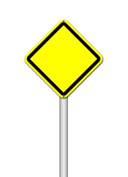 Yellow blank sign on white background