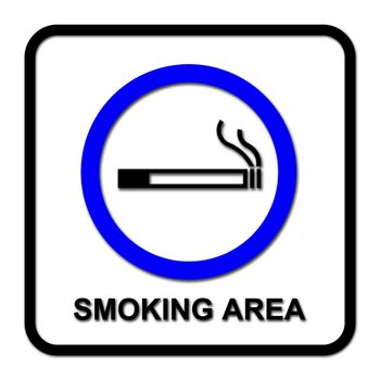 smoking area sign on white background