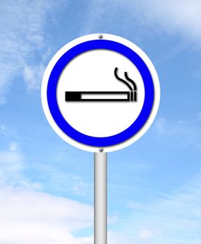 smoking area sign with blue sky