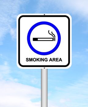 smoking area sign with blue sky