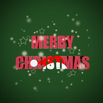 Merry Christmas lettering on green background