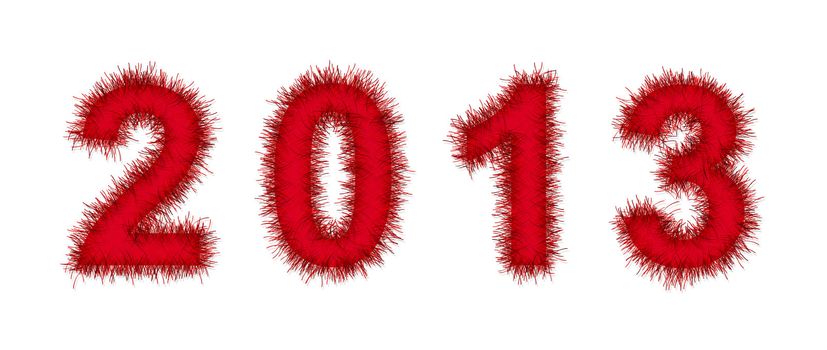 red tinsel forming 2013 year number on white