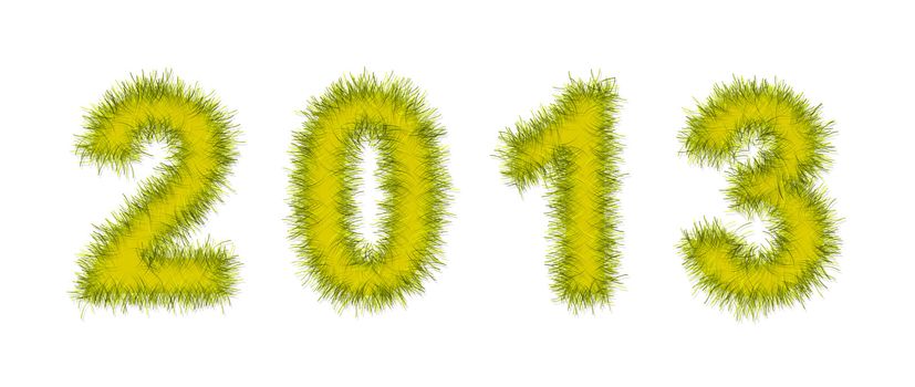 yellow tinsel forming 2013 year number on white