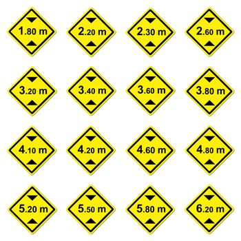 16 height limitation traffic sign on white