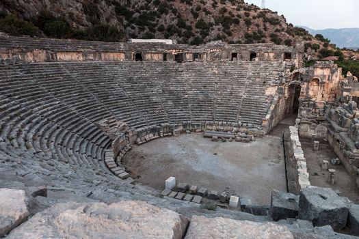 Ancient lycian Myra greek theatre ruins at Turkey Demre