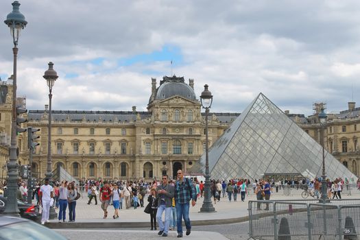 People in the square in front of the Louvre. Paris. France