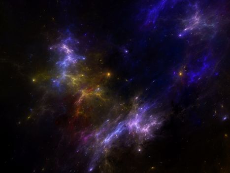  illustration of deep space image beyond our galaxy with nebula and cluster of galaxies as background and texture