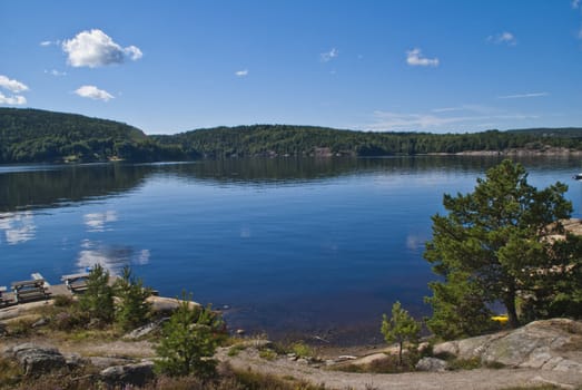 Image is shot by Iddefjord in Halden, Iddefjord borders both to Sweden and Norway