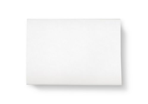 A stack of newspapers with blank space for information. Top view shot. Isolated on white.