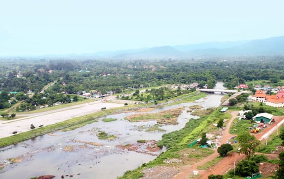 top view of Nakhon Nayok river at Nakhon Nayok, Thailand