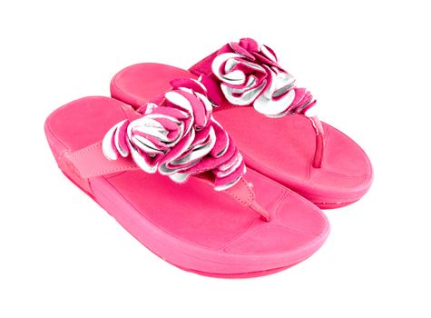 pink slippers on white background