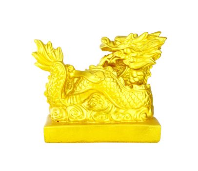 Golden Chinese Imperial Dragon on white background