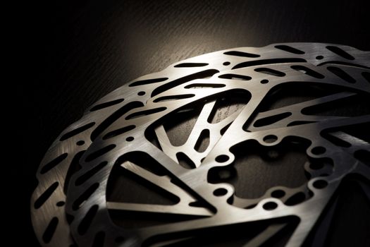 Mountain bike disk rotors close-up