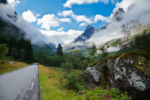 Scenic mountain road in Norway