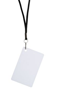 Blank badge with neckband on white background