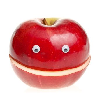 Funny fruit character Red Smiling Apple on white background
