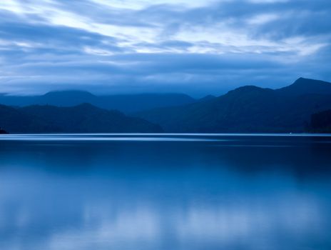 Sunset over Marlborough Sounds, New Zealand