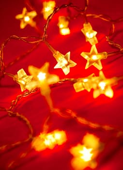 Star shaped Christmas lights, shallow DOF