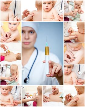 Doctor giving a child an intramuscular injection