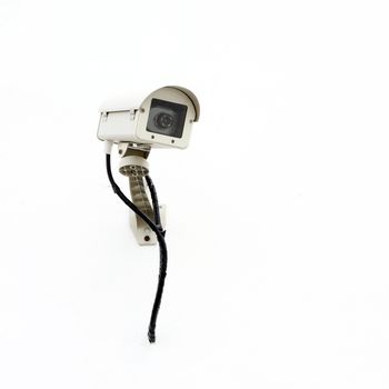 CCTV on white wall background