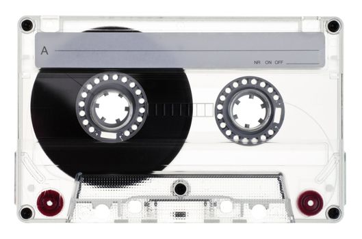 Vintage Transparent Compact Cassette on white background