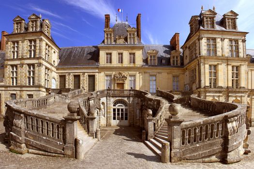 Horseshoe staircase of the castle of Fontainebleau