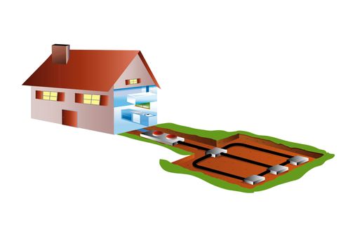 ecological houses with air-conditioning in basement or by geothermics