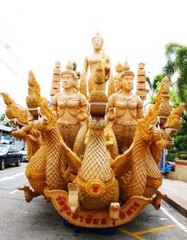 A candle carvings active festival Buddhist Lent