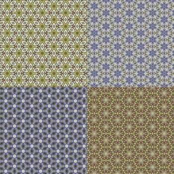 Set vintage shabby background with classy patterns. Geometric or floral pattern on paper texture in grunge style.