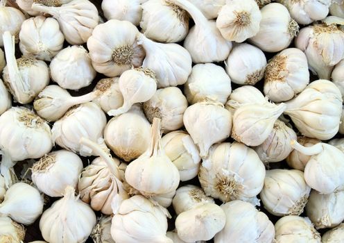 close up of garlic on market stand