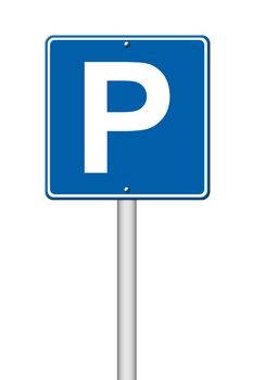 Parking traffic sign on white background