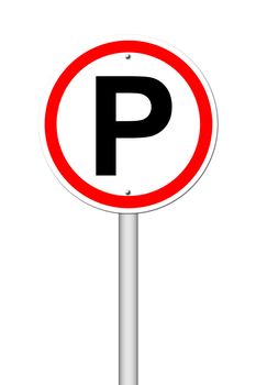 Parking traffic sign on white background