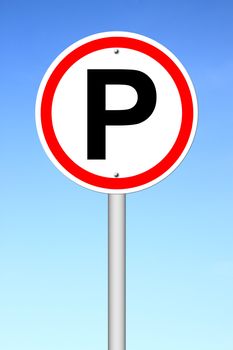 Parking sign over a blue sky