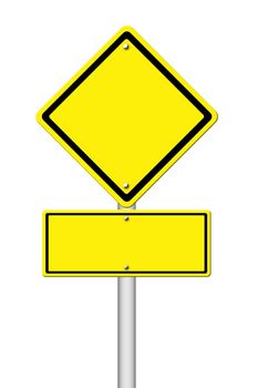 Yellow blank sign on white background